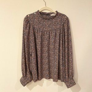 LOFT Long Sleeved Button Shoulder Floral Top